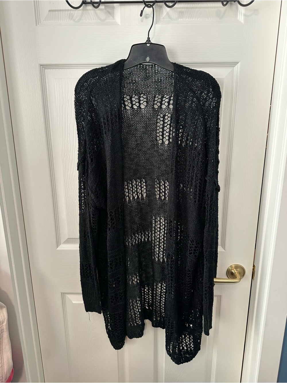 Open-Knit Black Women's Cardigan Sweater